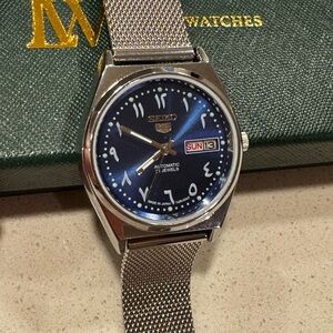 Seiko Silver Mesh Blue Dial Watch